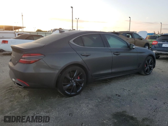 2023 Genesis G70 3.3T with VIN KMTG54TE9PU119801, listed as a Copart auction lot 71101794 with 17,677 mi miles and Non Repairable. Bid and sale history available at carsss.com. Image 3.