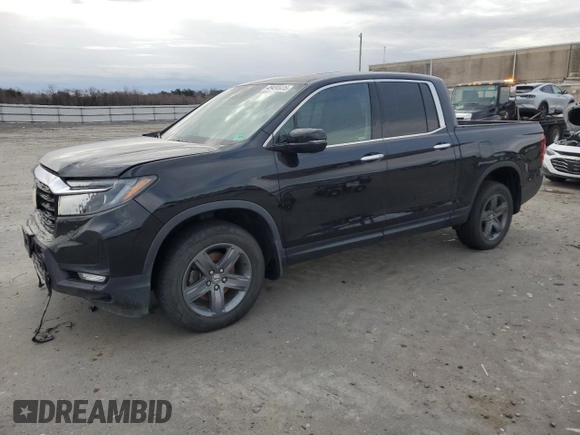 2021 Honda Ridgeline RTL-E with VIN 5FPYK3F74MB027672, listed as a Copart auction lot 49490035 with 80,647 mi miles and Salvage title. Bid and sale history available at DreamBid. Image 1.