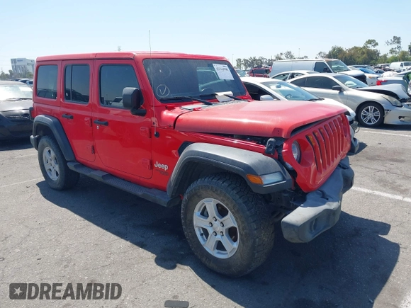 2020 Jeep Wrangler Unlimited Sport S with VIN 1C4HJXDN2LW279810, listed as a IAAI auction lot 42316998 with 106,667 mi miles and . Bid and sale history available at DreamBid. Image 1.