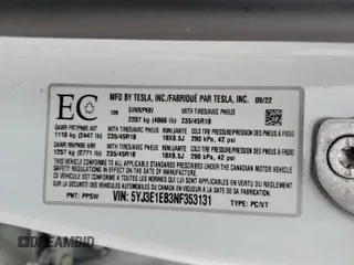 2022 Tesla Model 3 Long Range with VIN 5YJ3E1EB3NF353131, listed as a Copart auction lot 52582025 with 68,745 mi miles and Salvage Title. Bid and sale history available at carsss.com. Image 12.