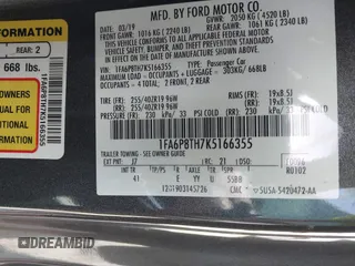2019 Ford Mustang EcoBoost with VIN 1FA6P8TH7K5166355, listed as a IAAI auction lot 42007861 with 97,807 mi miles and . Bid and sale history available at DreamBid. Image 9.
