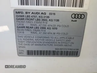 2015 Audi Q3 Premium Plus with VIN WA1BFCFS7FR014199, listed as a Copart auction lot 81987154 with 62,071 mi miles and Salvage title. Bid and sale history available at DreamBid. Image 13.