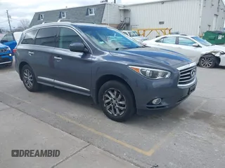 2013 Infiniti JX35 z VIN 5N1AL0MM2DC348245, wystawiony jako IAAI lot #41985096 z przebiegiem 130 127 mil mil oraz . Historia ofert i sprzedaży dostępna na DreamBid. Obrazek 1.