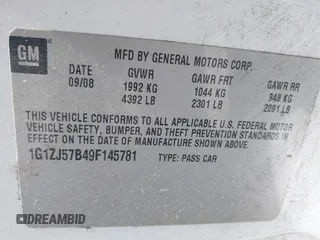 2009 Chevrolet Malibu 2LT with VIN 1G1ZJ57B49F145781, listed as a IAAI auction lot 41521458 with 226,844 mi miles and . Bid and sale history available at DreamBid. Image 9.