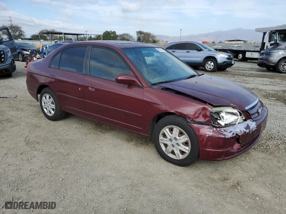 2003 Honda Civic EX with VIN 2HGES26763H545007, listed as a Copart auction lot 47525785 with 263,174 mi miles and Salvage Title. Bid and sale history available at carsss.com. Image 4.