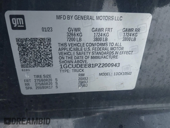2023 Chevrolet Silverado 1500 RST with VIN 1GCUDEE81PZ200943, listed as a IAAI auction lot 41475353 with 24,538 mi miles and . Bid and sale history available at DreamBid. Image 9.