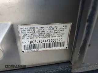 2000 Honda Civic EX z VIN 1HGEJ8644YL006620, wystawiony jako Copart lot #53127955 z przebiegiem 218 099 mil mil oraz Szkoda całkowita • Salvage title. Historia ofert i sprzedaży dostępna na DreamBid. Obrazek 12.