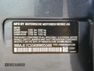 2019 BMW 5 Series 540i xDrive with VIN WBAJE7C55KWW05568, listed as a Copart auction lot 42807505 with 58,611 mi miles and Salvage Title. Bid and sale history available at carsss.com. Image 13.