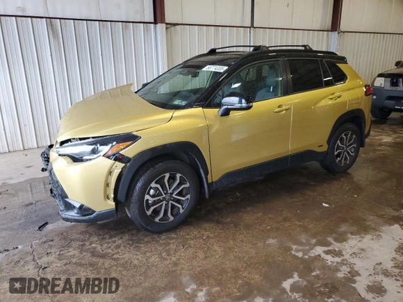 2023 Toyota Corolla Cross Hybrid S z VIN 7MUFBABGXPV016496, wystawiony jako Copart lot #58774335 z przebiegiem 25 902 mil mil oraz Szkoda całkowita • Salvage title. Historia ofert i sprzedaży dostępna na DreamBid. Obrazek 1.
