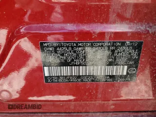2013 Lexus IS 250 with VIN JTHBF5C22D5185919, listed as a Copart auction lot 56909575 with 125,367 mi miles and Salvage title. Bid and sale history available at DreamBid. Image 12.