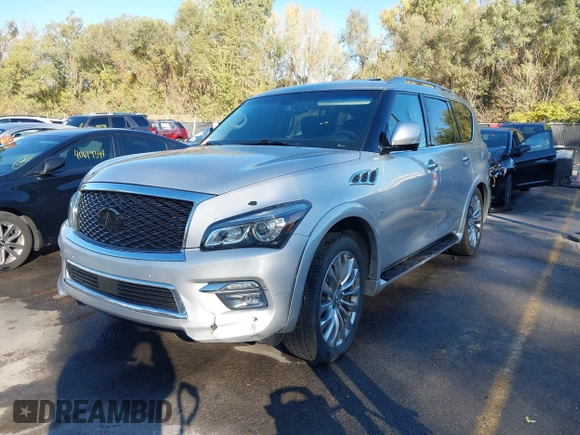 2015 Infiniti QX80 z VIN JN8AZ2NE5F9085047, wystawiony jako IAAI lot #40582956 z przebiegiem 123 438 mil mil oraz . Historia ofert i sprzedaży dostępna na DreamBid. Obrazek 2.