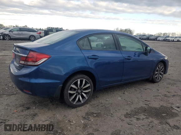 2015 Honda Civic EX-L with VIN 19XFB2F96FE215758, listed as a Copart auction lot 52067865 with 179,062 mi miles and Salvage Title. Bid and sale history available at DreamBid. Image 3.