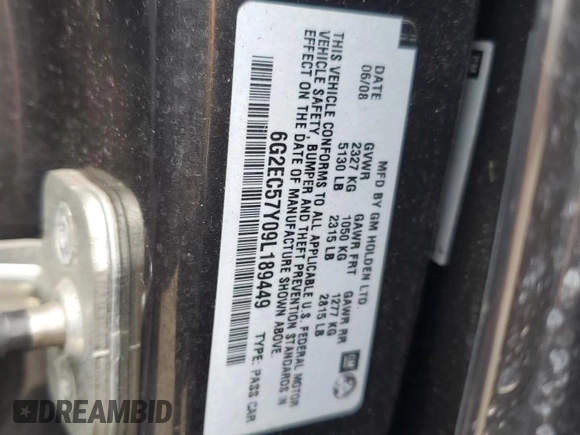 2009 Pontiac G8 GT with VIN 6G2EC57Y09L189449, listed as a Copart auction lot 85825704 with 82,596 mi miles and Salvage Title. Bid and sale history available at carsss.com. Image 14.