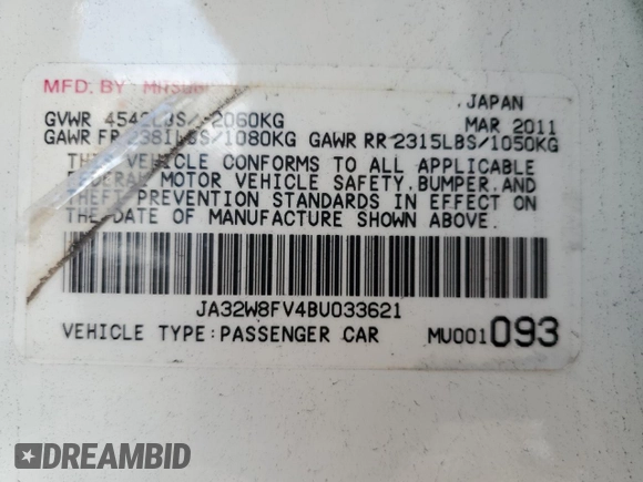 2011 Mitsubishi Lancer Evolution GSR with VIN JA32W8FV4BU033621, listed as a Copart auction lot 71182174 with 129,131 mi miles and Salvage Title. Bid and sale history available at carsss.com. Image 13.