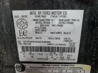2010 Ford F-150 XL с VIN 1FTFW1EV0AFA38300, выставлен на аукционе Copart как лот 51940835 с пробегом 156 258 миль миль и Чистый • Clean title. История ставок и продаж доступна на DreamBid. Изображение 14.