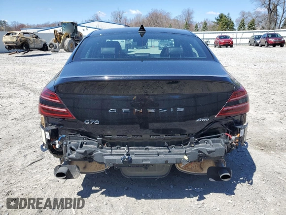 2024 Genesis G70 2.5T with VIN KMTG34SCXRU138219, listed as a Copart auction lot 53567155 with 13,323 mi miles and Salvage title. Bid and sale history available at DreamBid. Image 6.