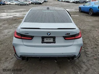 2023 BMW M3 Competition xDrive with VIN WBS43AY02PFP75791, listed as a Copart auction lot 46810125 with 0 mi miles and Salvage Title. Bid and sale history available at carsss.com. Image 6.