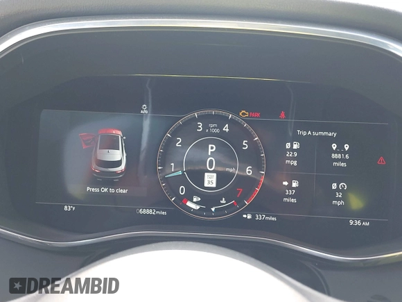 2021 Jaguar F-Pace S with VIN SADCJ2EX0MA678926, listed as a IAAI auction lot 42479505 with 68,882 mi miles and . Bid and sale history available at DreamBid. Image 7.