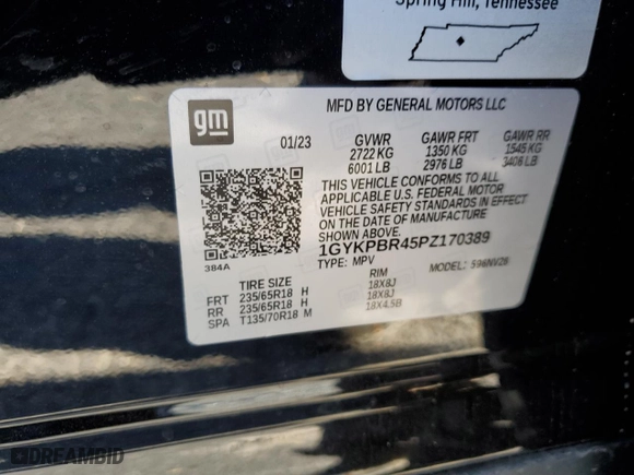 2023 Cadillac XT6 Luxury with VIN 1GYKPBR45PZ170389, listed as a Copart auction lot 80903903 with 5,615 mi miles. Bid and sale history available at carsss.com. Image 13.