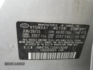 2016 Hyundai Sonata Hybrid Limited with VIN KMHE34L12GA018248, listed as a Copart auction lot 43215733 with 71,345 mi miles. Bid and sale history available at carsss.com. Image 12.