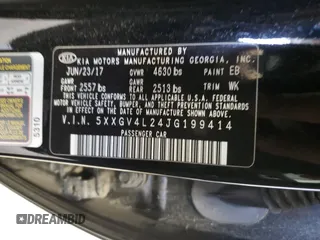 2018 Kia Optima SX with VIN 5XXGV4L24JG199414, listed as a Copart auction lot 42294745 with 65,698 mi miles and Salvage title. Bid and sale history available at DreamBid. Image 14.