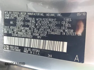 2011 Toyota Sienna XLE AAS with VIN 5TDYK3DC5BS039959, listed as a IAAI auction lot 41803881 with 129,479 mi miles. Bid and sale history available at carsss.com. Image 9.