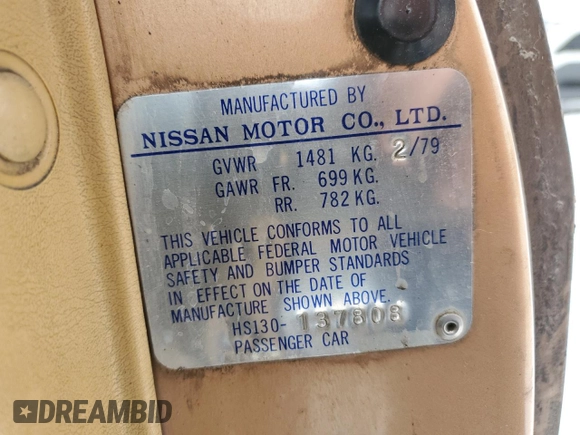 1979 Datsun 280ZX z VIN HS130137808, wystawiony jako Copart lot #43799165 z przebiegiem 28 995 mil mil oraz Tytuł czysty. Historia ofert i sprzedaży dostępna na DreamBid. Obrazek 12.