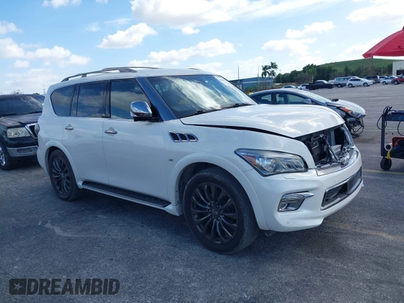 2016 Infiniti QX80 with VIN JN8AZ2NE6G9125296, listed as a IAAI auction lot 40869127 with 96,998 mi miles. Bid and sale history available at carsss.com. Image 1.