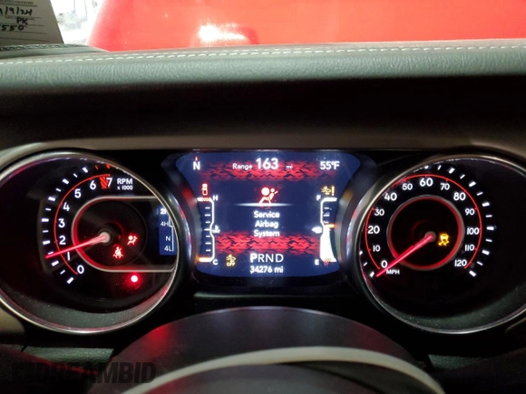 2020 Jeep Gladiator Rubicon with VIN 1C6JJTBG8LL155550, listed as a Copart auction lot 58327875 with 34,276 mi miles and Salvage title. Bid and sale history available at DreamBid. Image 9.