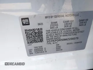 2021 Cadillac XT6 Premium Luxury with VIN 1GYKPDRS9MZ236075, listed as a IAAI auction lot 41632689 with 1 mi miles. Bid and sale history available at carsss.com. Image 9.