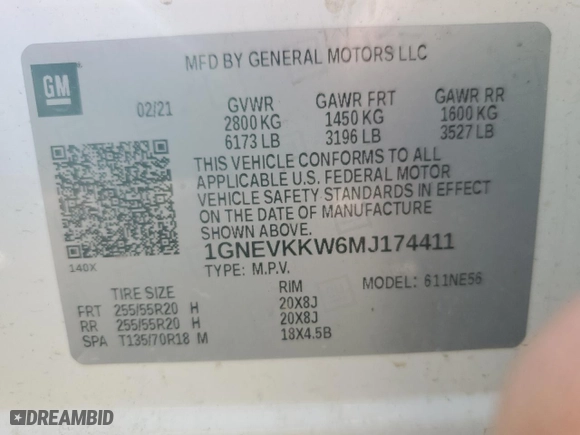 2021 Chevrolet Traverse Premier with VIN 1GNEVKKW6MJ174411, listed as a Copart auction lot 71666314 with 82,084 mi miles and Salvage Title. Bid and sale history available at carsss.com. Image 14.
