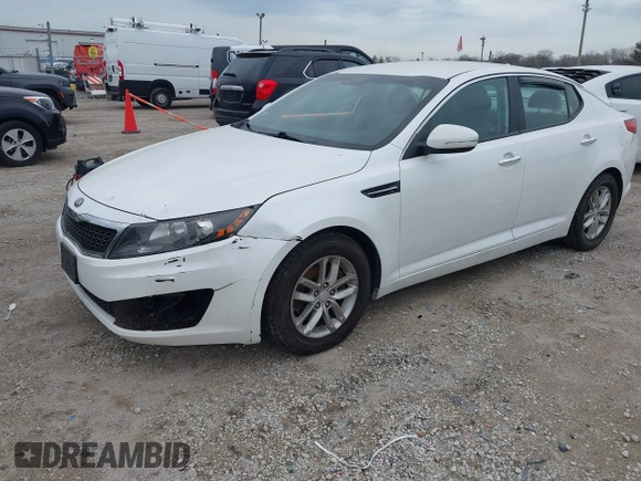 2013 Kia Optima LX with VIN KNAGM4A76D5379047, listed as a IAAI auction lot 41973373 with 135,454 mi miles. Bid and sale history available at carsss.com. Image 2.