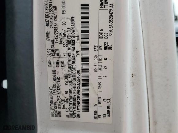 2012 Ford Econoline Cargo Van Recreational with VIN 1FTNE2EW6CDA54688, listed as a Copart auction lot 88942055 with 329,819 mi miles and Salvage Title. Bid and sale history available at carsss.com. Image 14.