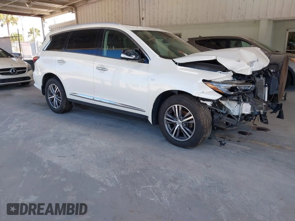 2020 Infiniti QX60 Luxe with VIN 5N1DL0MM9LC503000, listed as a IAAI auction lot 41650483 with 53,327 mi miles and . Bid and sale history available at DreamBid. Image 1.