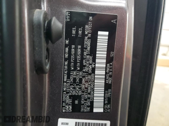 2021 Toyota Sienna XSE with VIN 5TDDSKFCXMS010689, listed as a Copart auction lot 44507265 with 114,432 mi miles and Salvage Title. Bid and sale history available at carsss.com. Image 14.