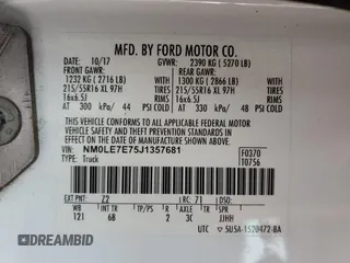 2018 Ford Transit Connect XL with VIN NM0LE7E75J1357681, listed as a Copart auction lot 82233674 with 90,725 mi miles and Salvage title. Bid and sale history available at DreamBid. Image 13.