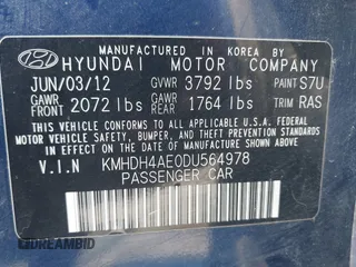 2013 Hyundai Elantra GLS z VIN KMHDH4AE0DU564978, wystawiony jako IAAI lot #39801664 z przebiegiem 40 046 mil mil oraz . Historia ofert i sprzedaży dostępna na DreamBid. Obrazek 9.