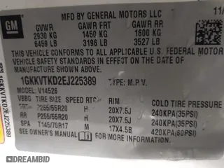2014 GMC Acadia Denali with VIN 1GKKVTKD2EJ225389, listed as a IAAI auction lot 41718955 with 126,865 mi miles. Bid and sale history available at carsss.com. Image 9.