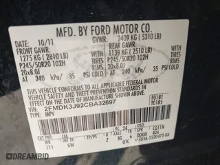 2012 Ford Edge SEL with VIN 2FMDK3J92CBA32697, listed as a IAAI auction lot 42036887 with 180,858 mi miles. Bid and sale history available at carsss.com. Image 9.