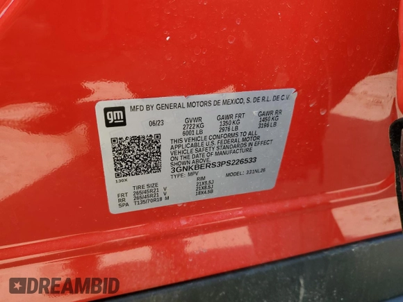 2023 Chevrolet Blazer RS z VIN 3GNKBERS3PS226533, wystawiony jako Copart lot #48231685 z przebiegiem 4 994 mil mil oraz Szkoda całkowita • Salvage title. Historia ofert i sprzedaży dostępna na DreamBid. Obrazek 15.