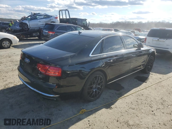 2013 Audi A8 4.0L with VIN WAUR2AFD5DN009509, listed as a Copart auction lot 41412805 with 33,917 mi miles and Salvage Title. Bid and sale history available at DreamBid. Image 3.