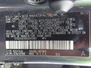 2013 Toyota Highlander with VIN 5TDZA3EH2DS045965, listed as a IAAI auction lot 41922104 with 182,688 mi miles and . Bid and sale history available at DreamBid. Image 9.