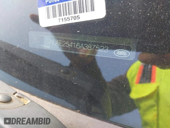 2006 Land Rover LR3 SE with VIN SALAE25416A387523, listed as a IAAI auction lot 42406740 with Not provided miles and . Bid and sale history available at DreamBid. Image 11.