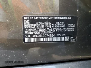 2020 BMW X6 xDrive40i z VIN 5UXCY6C07L9C74754, wystawiony jako Copart lot #62235632 z przebiegiem Nie podano mil oraz . Historia ofert i sprzedaży dostępna na DreamBid. Obrazek 10.