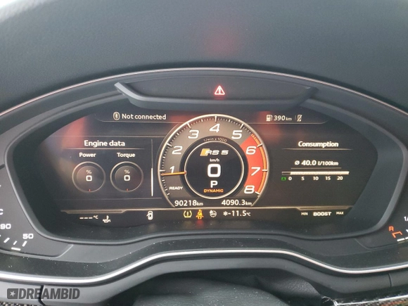 2019 Audi RS 5 Sportback with VIN WUACWCF57KA901320, listed as a Copart auction lot 38084144 with 90,218 mi miles. Bid and sale history available at carsss.com. Image 9.