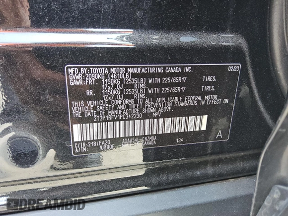 2023 Toyota RAV4 XLE с VIN 2T3P1RFV1PC342230, выставлен на аукционе Copart как лот 62384085 с пробегом 31 672 миль миль и Чистый • Clean title. История ставок и продаж доступна на DreamBid. Изображение 13.