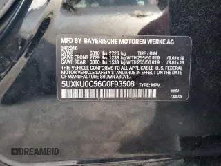 2016 BMW X6 sDrive35i with VIN 5UXKU0C56G0F93508, listed as a Copart auction lot 43787535 with 154,309 mi miles and Clean Title. Bid and sale history available at carsss.com. Image 14.