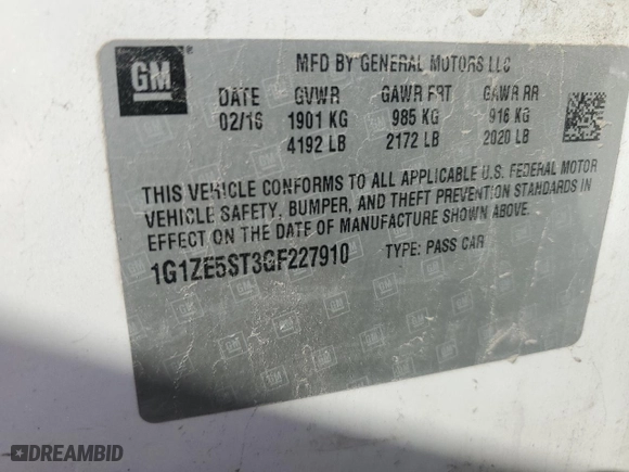2016 Chevrolet Malibu LT with VIN 1G1ZE5ST3GF227910, listed as a Copart auction lot 44681824 with 183,925 mi miles and Salvage Title. Bid and sale history available at carsss.com. Image 12.