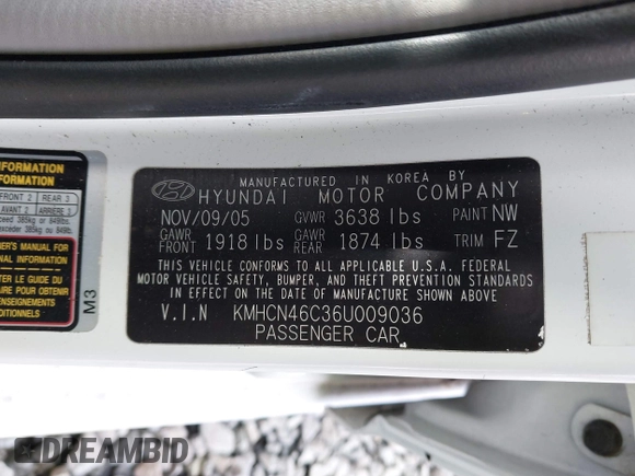 2006 Hyundai Accent GLS with VIN KMHCN46C36U009036, listed as a IAAI auction lot 41705369 with 134,328 mi miles. Bid and sale history available at carsss.com. Image 9.