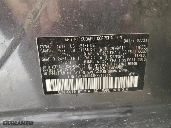 2024 Subaru Crosstrek Wilderness with VIN 4S4GUHU63R3811685, listed as a Copart auction lot 47694905 with 13,699 mi miles and Salvage Title. Bid and sale history available at carsss.com. Image 15.